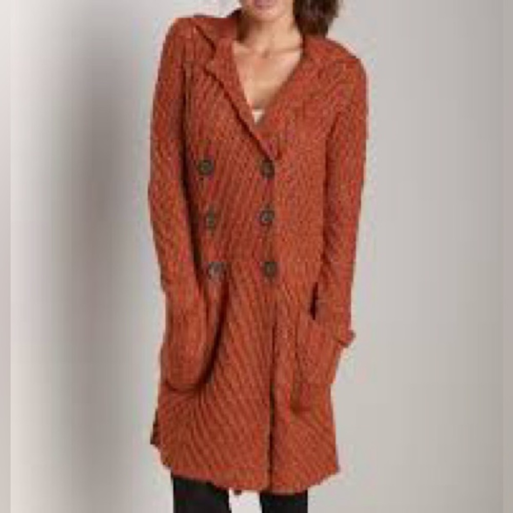 Free People Buttermilk Biscuit Rust Wool Blend Cardigan Sweater